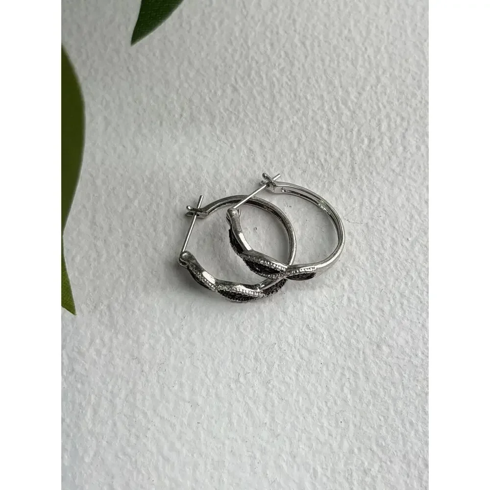 Yin-Yang 925 Sterling Silver Black Onyx Tiny Stones Earrings